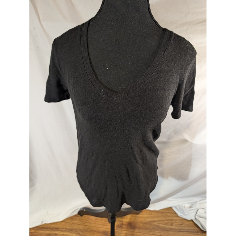 ATM Anthony Thomas Melillo Black Slub Jersey V-Neck Tee – Women's XS